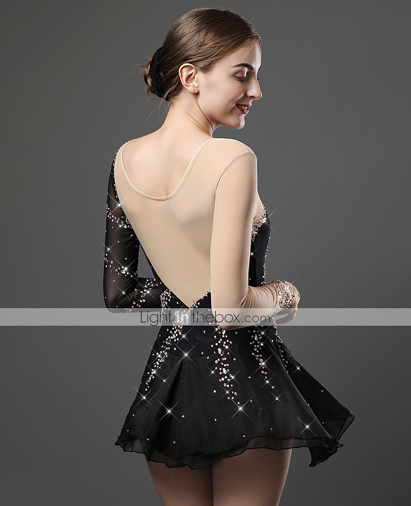 Sukienka łyżwiarska Damskie Dla dziewczynek Bruslení Sukienka Jasnożółty Perłowo-różowy Czarny Niejednolita całość Siateczka Spandeks Wysoka elastyczność Szkolenie Zawody Odzież łyżwiarska Ręcznie 2026 - $188.99 –P6