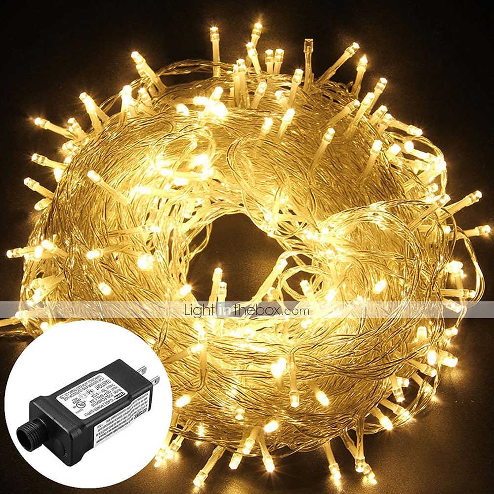 50m șir lumini, 400 led-uri alb cald, alb &amp; lumini decorative albastre impermeabile pentru petrecerea de Craciun 24v 2025 - $81.99 –P2