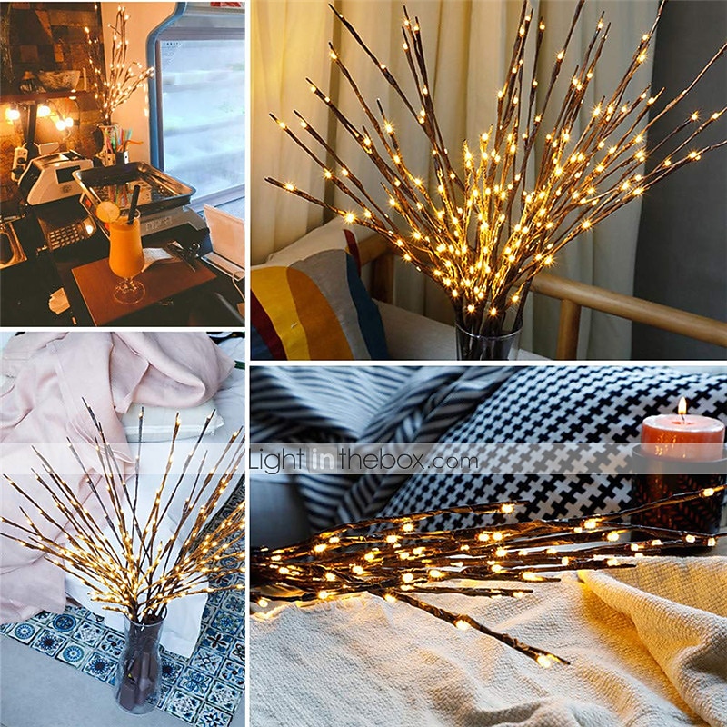 decoración navideña 75cm rama de sauce 20 leds luz de noche led flexible blanco cálido blanco multicolor día de acción de gracias fiesta impermeable de navidad decorativa pilas aa alimentadas 2025 - $13.99 –P3