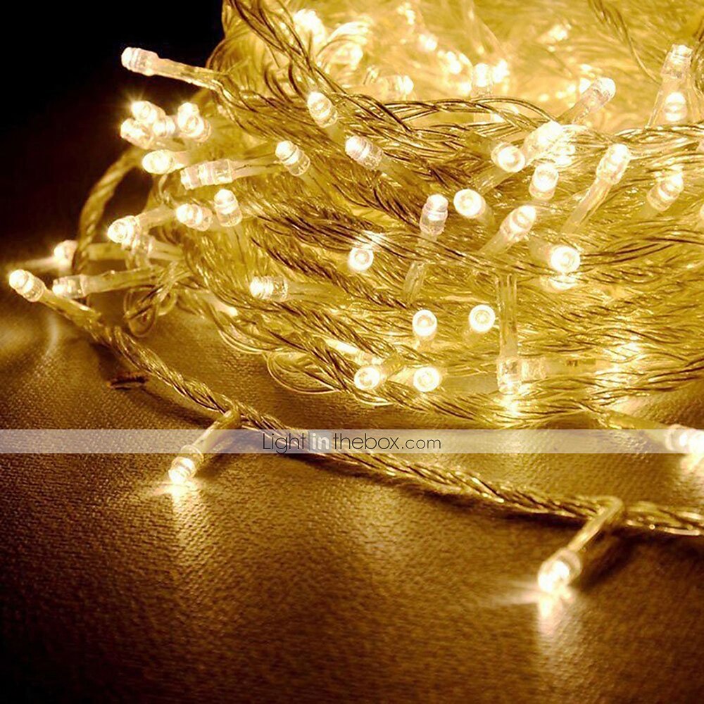 50m șir lumini, 400 led-uri alb cald, alb &amp; lumini decorative albastre impermeabile pentru petrecerea de Craciun 24v 2025 - $81.99 –P8