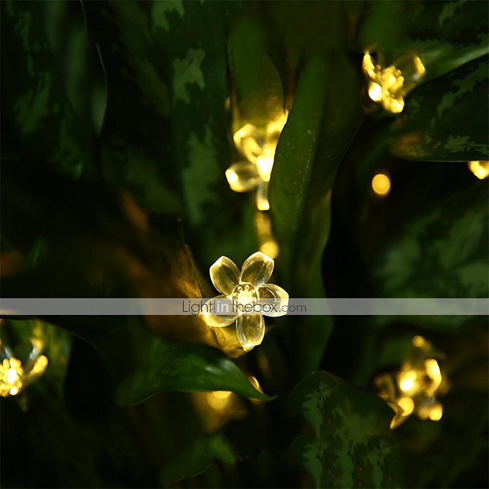 Luci a stringa di fiori di ciliegio solari da 5 m, luci a stringa di Natale impermeabili da 20 LED, luci da giardino bianche calde/rgb/blu per l'illuminazione notturna esterna di Natale del 2025 a $26.99 –P4