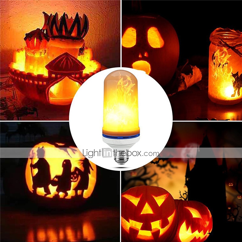 4 stk e27 led flamme lyspærer 99 led flimrende flamme lampe lyspære flamme effekt brann lamper emulering ferie dekorasjon halloween fest gave ac85-265v 2025 - $41.99 –P4