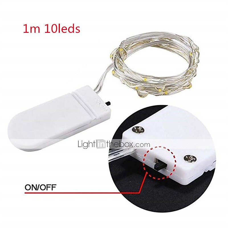 10 шт. рождественских светодиодных огней 1м 10LEDs медная проволока гирлянда работающая от батареек для новогоднего декора свадьбы вечеринки без батареи 2025 - $14.99 –P8