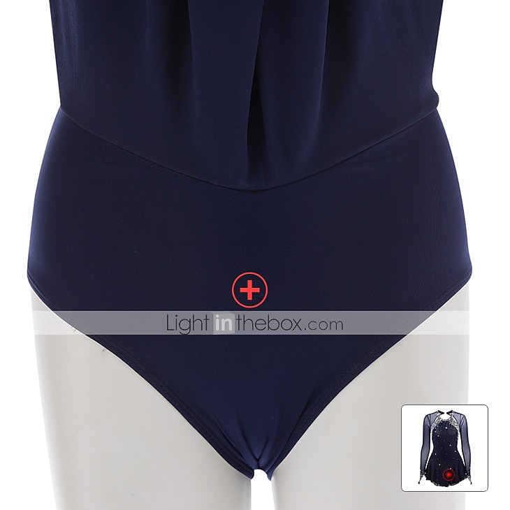 فستان التزلج الراقص نسائي للفتيات تزلج على الجليد الفساتين أسود أبيض أصفر فتح الظهر شبكة سباندكس عالية المرونة تمرين منافسة ملابس التزلج مرصع بالجواهر حجر الراين كم طويل 2026 - $124.99 –P9