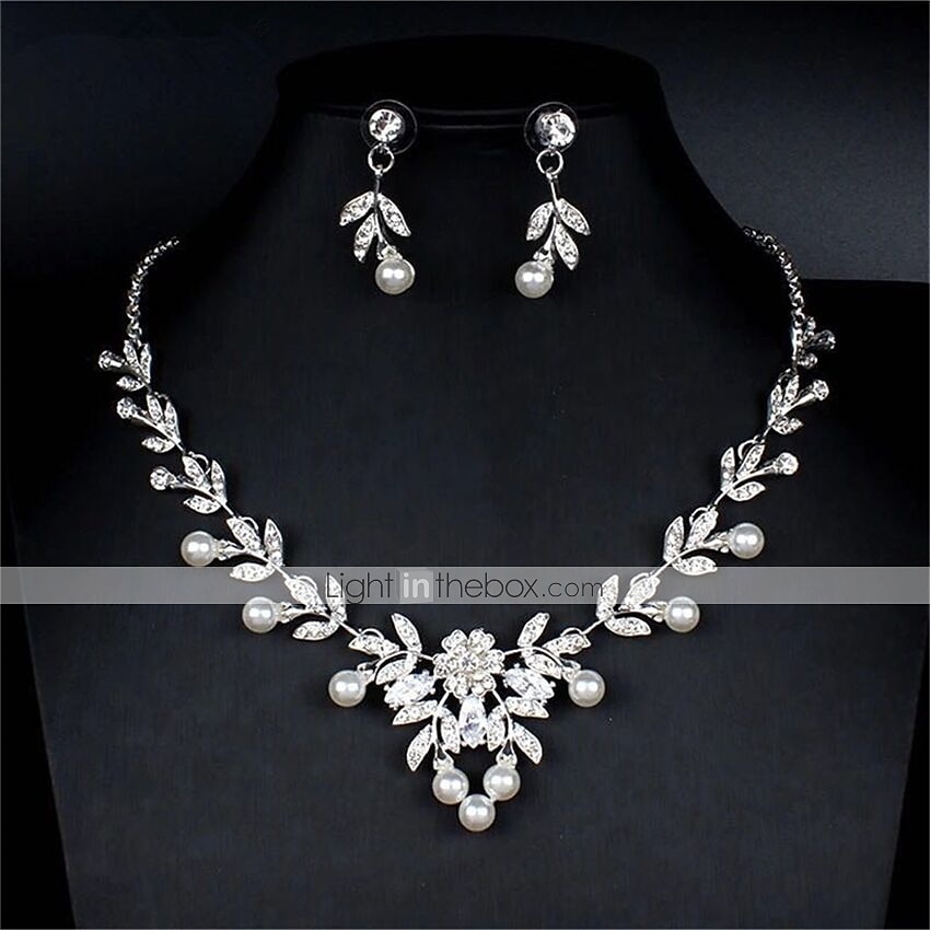 1 set Gioielli da Sposa per Donne Regalo di Matrimonio con Perle Imitazione Strass Lega Link  Catena Fiore Botanico  Fidanzamento per impressionare con l'Abito del 2025 a $7.99 –P6