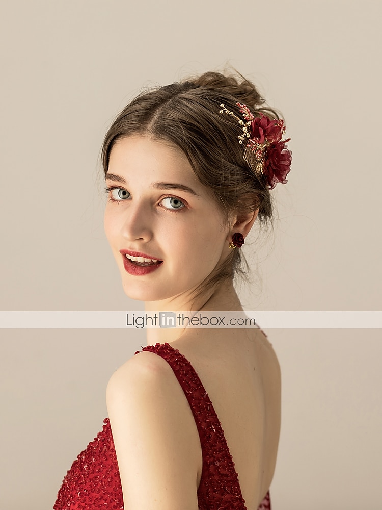 Chiffon / Aleación Haarkämme / Kopfschmuck mit Blumig / Metall 1 Stück Hochzeit / Party / Abend Kopfschmuck 2025 - $23.99 –P1