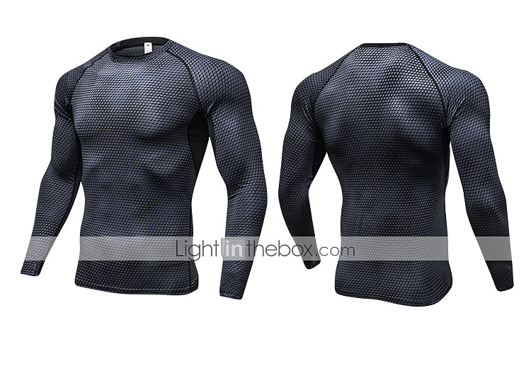 Men's Compression Shirt Running Shirt Long Sleeve Tee Tshirt Athletic Spandex Quick Dry Breathability Lightweight Stretchy Fitness Gym Workout Running Sportswear Activewear Snakeskin White Red Blue 2025 - $16.49 –P5