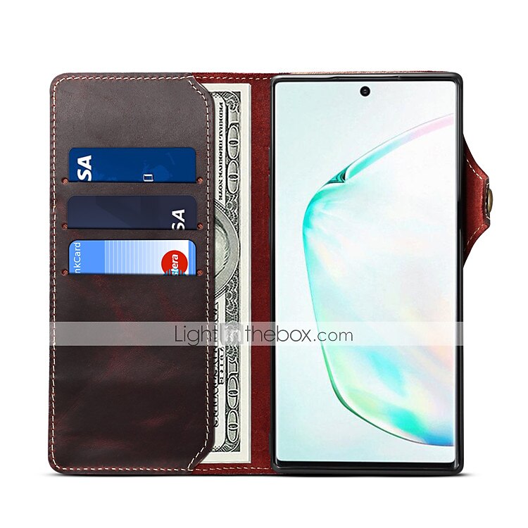 Custodia per telefono per Samsung Galaxy S24 S23 S22 S21 S20 Plus Ultra Note 20 Ultra Custodia a tutto corpo Porta schede in pelle colorata solida Vera pelle del 2025 a $38.99 –P3