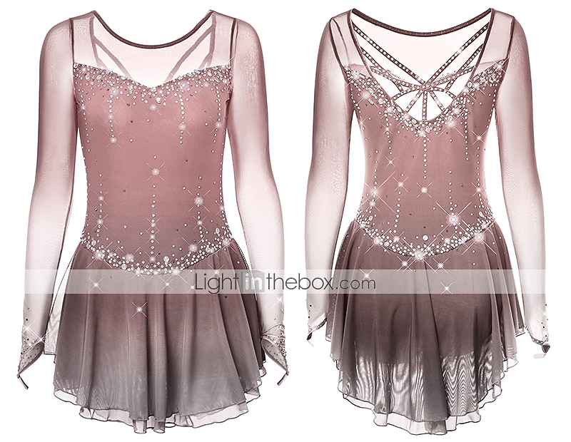 Taitoluistelupuku Naisten Tyttöjen Luistimet Hameet Tumma harmaa Violetti Purppura Silmukka Spandex Erittäin elastinen Kouluts Harjoittelu Kilpailu Luisteluasu Käsintehty Klassinen Kristalli / Strassi 2026 - $168.99 –P16
