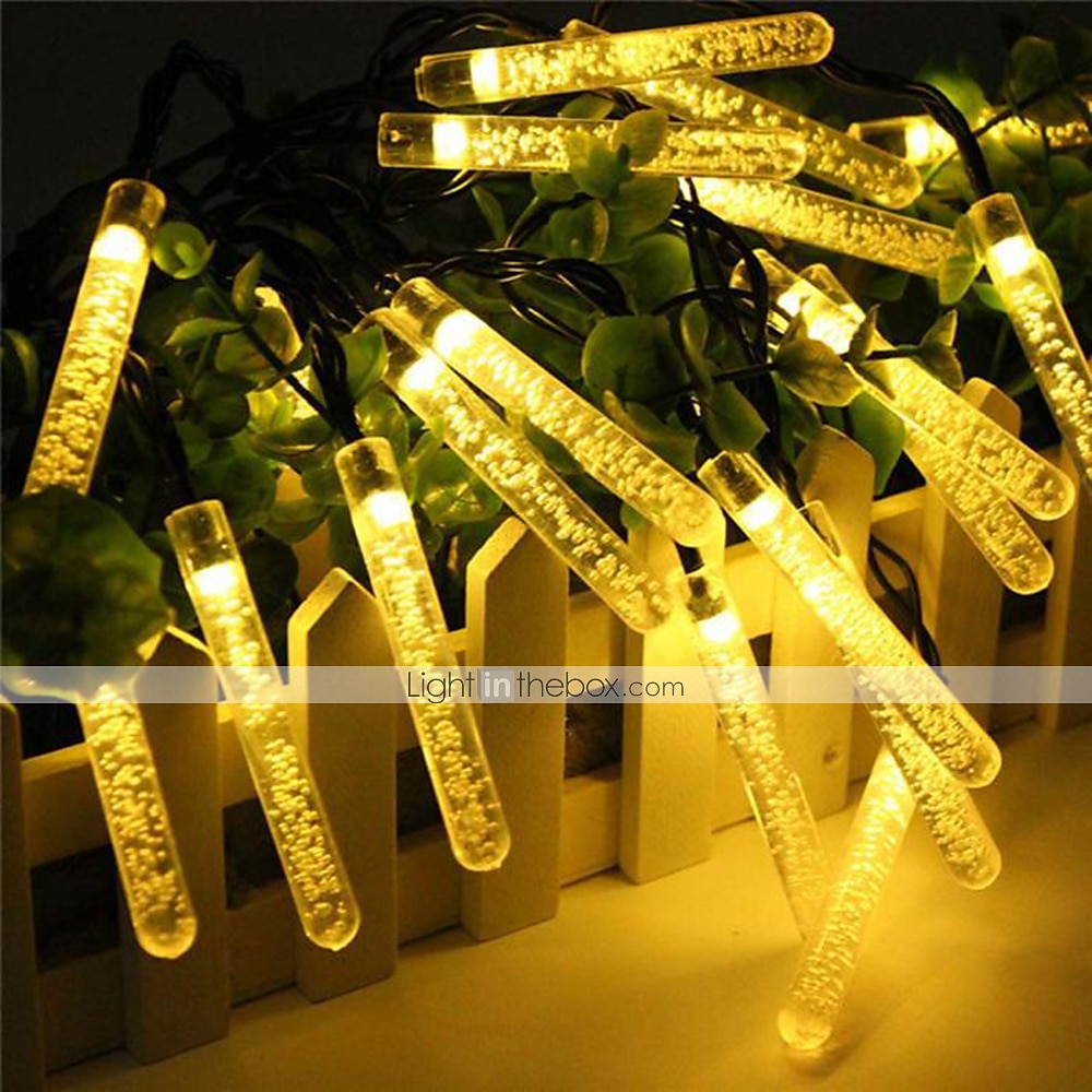 Guirlande lumineuse solaire d'extérieur de 5 m, 20 LED à bulles avec blanc chaud, RVB, blanc et bleu, lampe de jardin solaire d'extérieur étanche avec support de montage pour fête de mariage Noël de 2025 ? $33.99 –P3