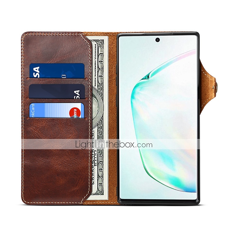 Custodia per telefono per Samsung Galaxy S24 S23 S22 S21 S20 Plus Ultra Note 20 Ultra Custodia a tutto corpo Porta schede in pelle colorata solida Vera pelle del 2025 a $38.99 –P1