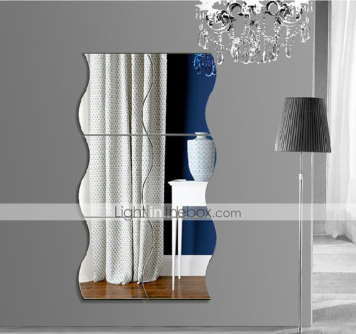 soggiorno fai da te TV Adesivi da parete a specchio ondulato divano decorazione per casa 3D effetto specchio camera da letto 