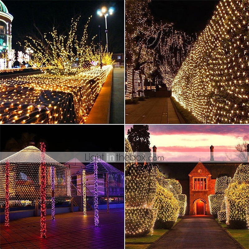 led hálós lámpák függönyfüzér lámpák 6mx4m 672leds 3mx2m 200leds 1,5mx1,5m 96 leds fehér meleg fehér kék több szín szoba party dekorációhoz csatlakoztatható 220v 2025 - $26.99 –P1