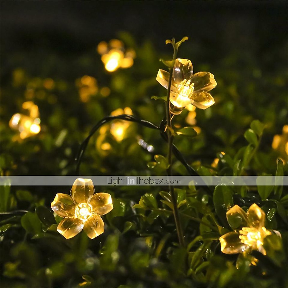 Luci a stringa di fiori di ciliegio solari da 5 m, luci a stringa di Natale impermeabili da 20 LED, luci da giardino bianche calde/rgb/blu per l'illuminazione notturna esterna di Natale del 2025 a $26.99 –P2