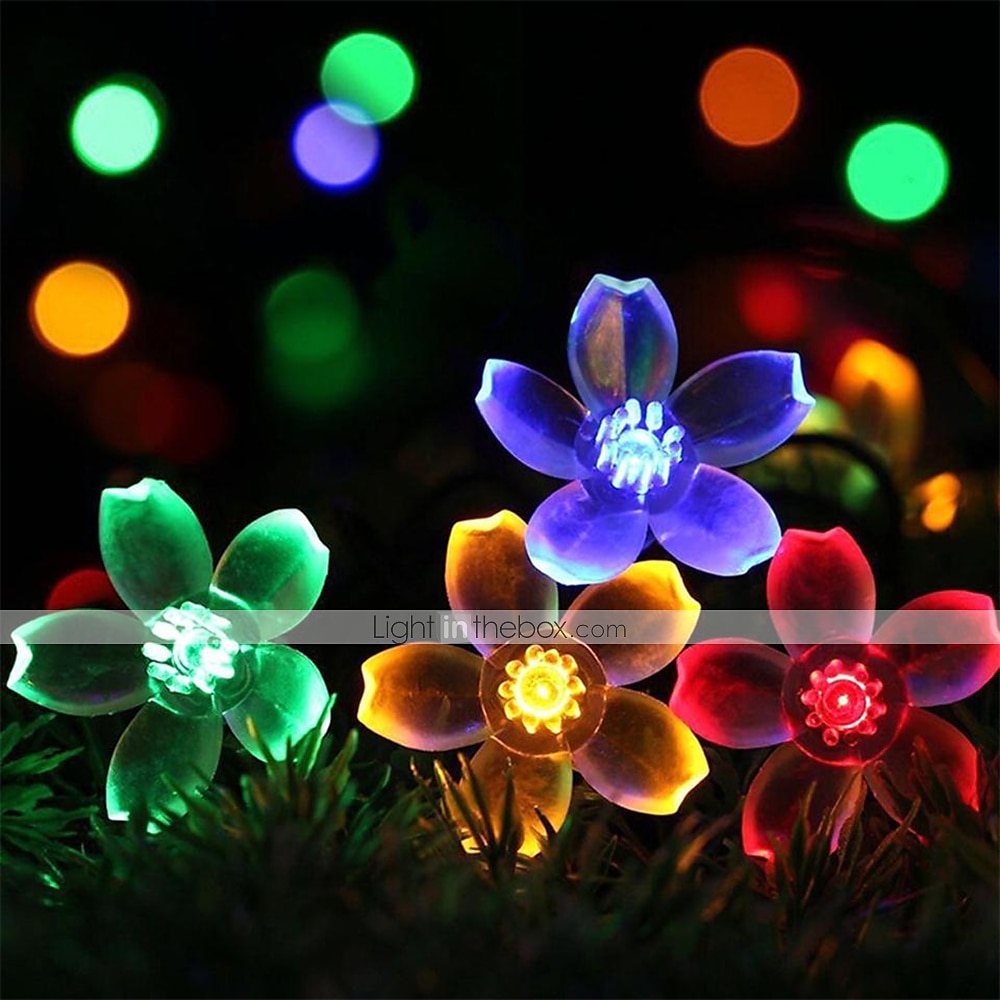 Luci a stringa di fiori di ciliegio solari da 5 m, luci a stringa di Natale impermeabili da 20 LED, luci da giardino bianche calde/rgb/blu per l'illuminazione notturna esterna di Natale del 2025 a $26.99 –P8