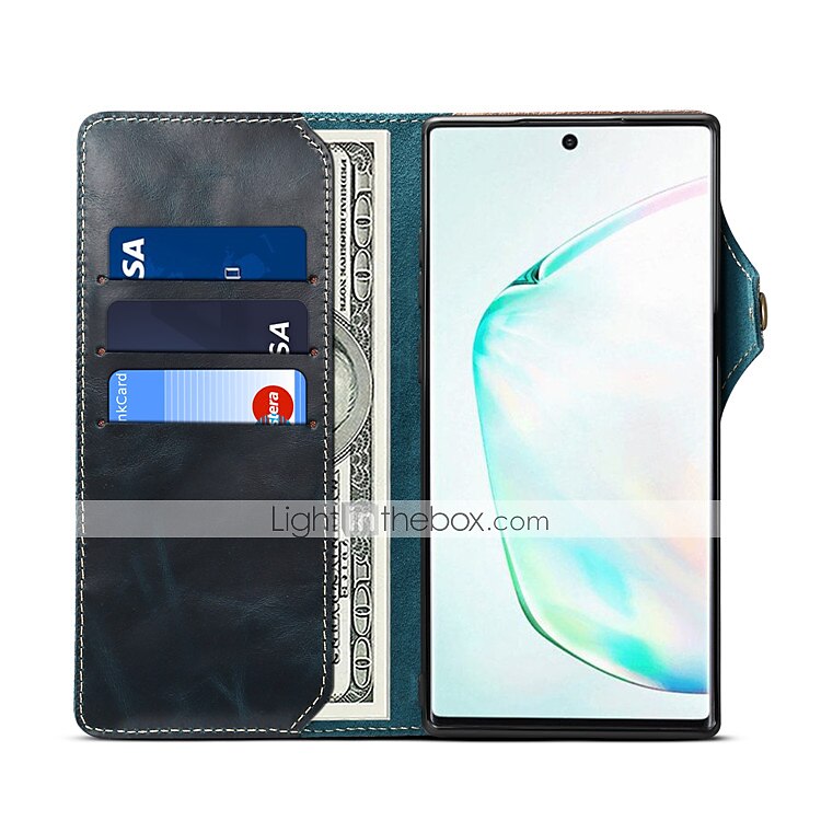 Custodia per telefono per Samsung Galaxy S24 S23 S22 S21 S20 Plus Ultra Note 20 Ultra Custodia a tutto corpo Porta schede in pelle colorata solida Vera pelle del 2025 a $38.99 –P4