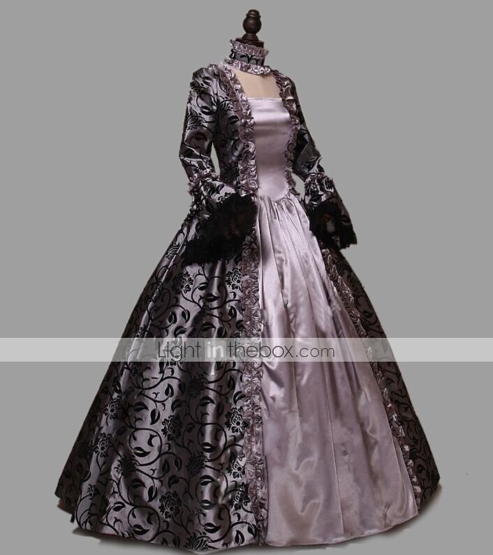 Rococó Vitoriano Vestido Coquetel Longo Comprimento Longo Vestidos Festa a Fantasia Ocasiões Especiais Tamanho Grande Manga Alargamento Princesa Quadrado Fantasia Mulheres Real Mascarilha Festas de 2026 por $189.99 –P2