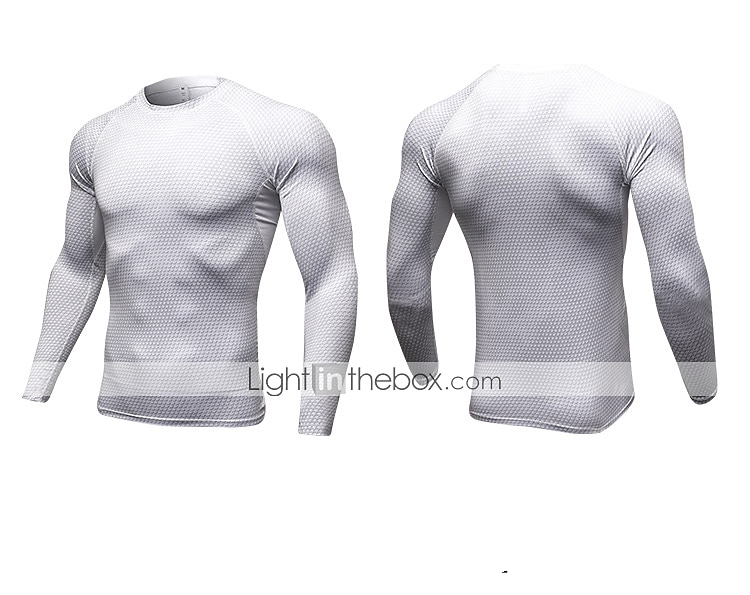 Men's Compression Shirt Running Shirt Long Sleeve Tee Tshirt Athletic Spandex Quick Dry Breathability Lightweight Stretchy Fitness Gym Workout Running Sportswear Activewear Snakeskin White Red Blue 2025 - $16.49 –P3