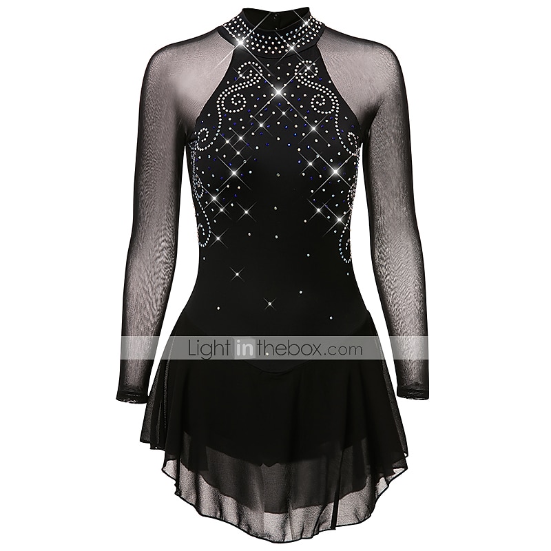 Kunstschaatsjurk Dames Voor meisjes Schaatsen Jurken Outfits Zwart Netstof Spandex Hoge Elasticiteit Oefenen Professioneel Wedstrijd Kunstschaatskleding Anatomisch ontwerp Sneldrogend Met de hand 2025 - $112.99 –P2