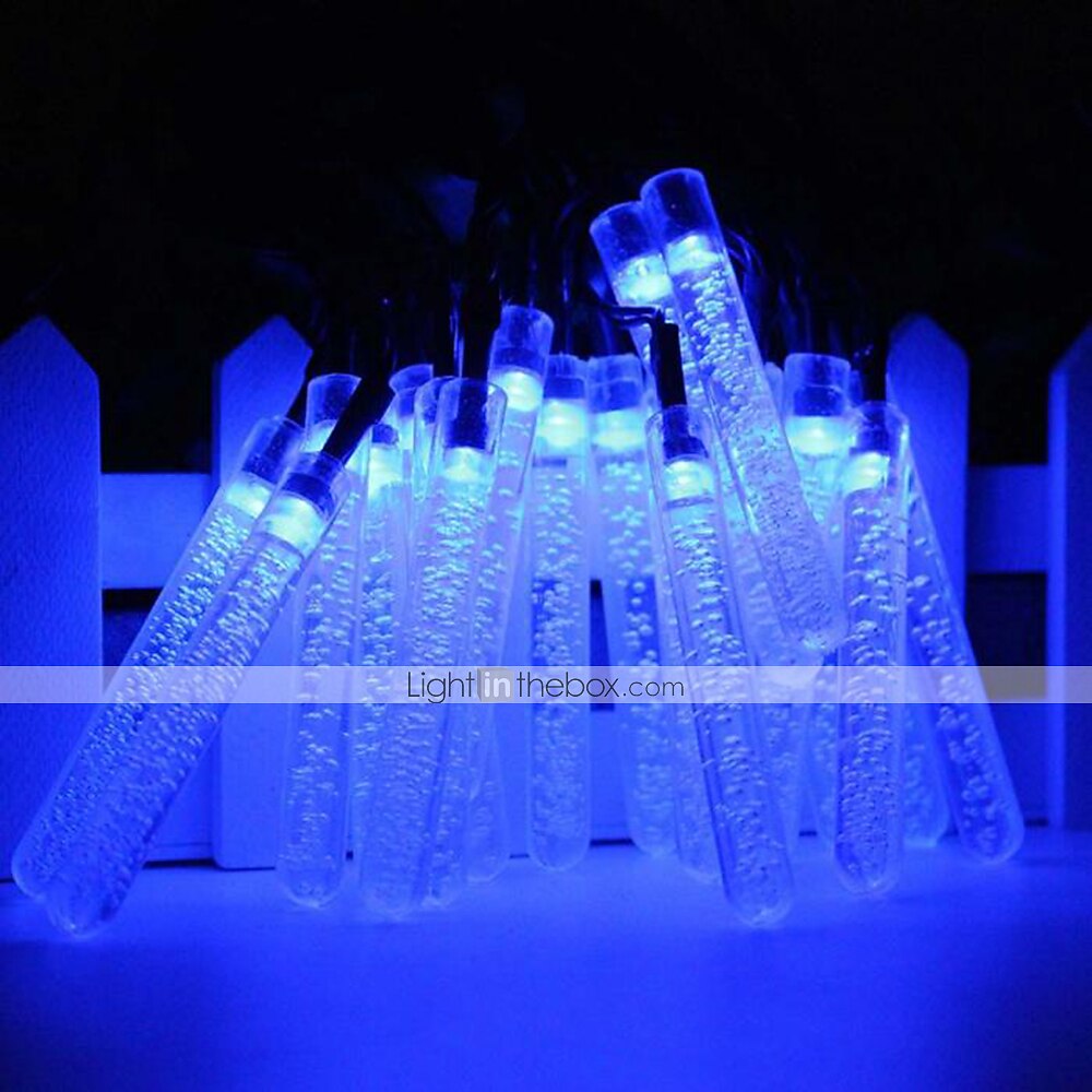 Guirlande lumineuse solaire d'extérieur de 5 m, 20 LED à bulles avec blanc chaud, RVB, blanc et bleu, lampe de jardin solaire d'extérieur étanche avec support de montage pour fête de mariage Noël de 2025 ? $33.99 –P9