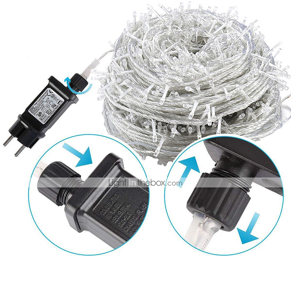 50m șir lumini, 400 led-uri alb cald, alb &amp; lumini decorative albastre impermeabile pentru petrecerea de Craciun 24v 2025 - $81.99 –P17