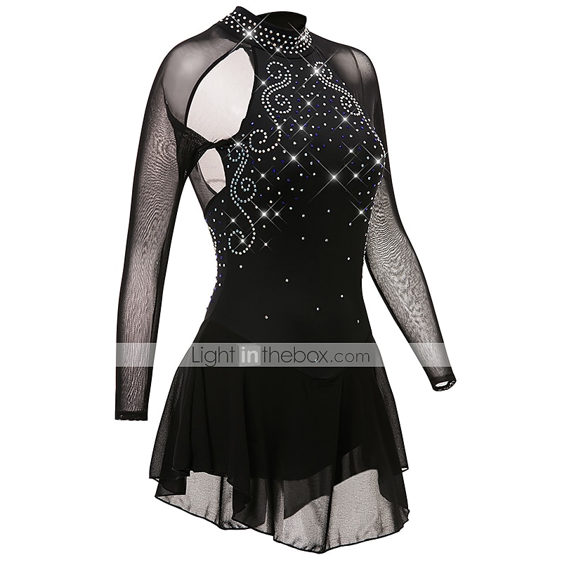 Kunstschaatsjurk Dames Voor meisjes Schaatsen Jurken Outfits Zwart Netstof Spandex Hoge Elasticiteit Oefenen Professioneel Wedstrijd Kunstschaatskleding Anatomisch ontwerp Sneldrogend Met de hand 2025 - $112.99 –P3
