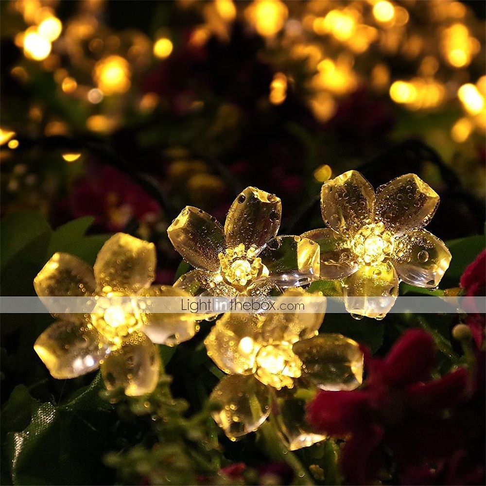 Luci a stringa di fiori di ciliegio solari da 5 m, luci a stringa di Natale impermeabili da 20 LED, luci da giardino bianche calde/rgb/blu per l'illuminazione notturna esterna di Natale del 2025 a $26.99 –P3