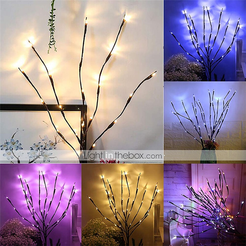 decoración navideña 75cm rama de sauce 20 leds luz de noche led flexible blanco cálido blanco multicolor día de acción de gracias fiesta impermeable de navidad decorativa pilas aa alimentadas 2025 - $13.99 –P2