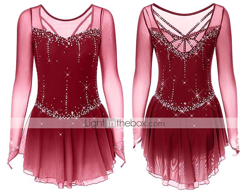 Taitoluistelupuku Naisten Tyttöjen Luistimet Hameet Tumma harmaa Violetti Purppura Silmukka Spandex Erittäin elastinen Kouluts Harjoittelu Kilpailu Luisteluasu Käsintehty Klassinen Kristalli / Strassi 2026 - $168.99 –P11