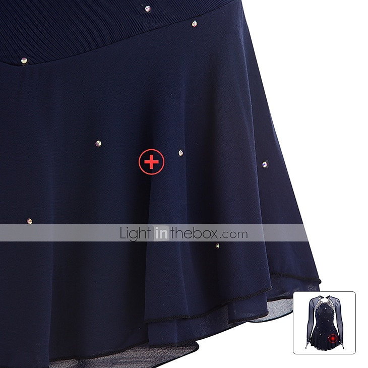 فستان التزلج الراقص نسائي للفتيات تزلج على الجليد الفساتين أسود أبيض أصفر فتح الظهر شبكة سباندكس عالية المرونة تمرين منافسة ملابس التزلج مرصع بالجواهر حجر الراين كم طويل 2026 - $124.99 –P7