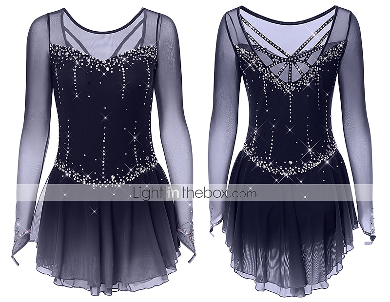 Taitoluistelupuku Naisten Tyttöjen Luistimet Hameet Tumma harmaa Violetti Purppura Silmukka Spandex Erittäin elastinen Kouluts Harjoittelu Kilpailu Luisteluasu Käsintehty Klassinen Kristalli / Strassi 2026 - $168.99 –P13