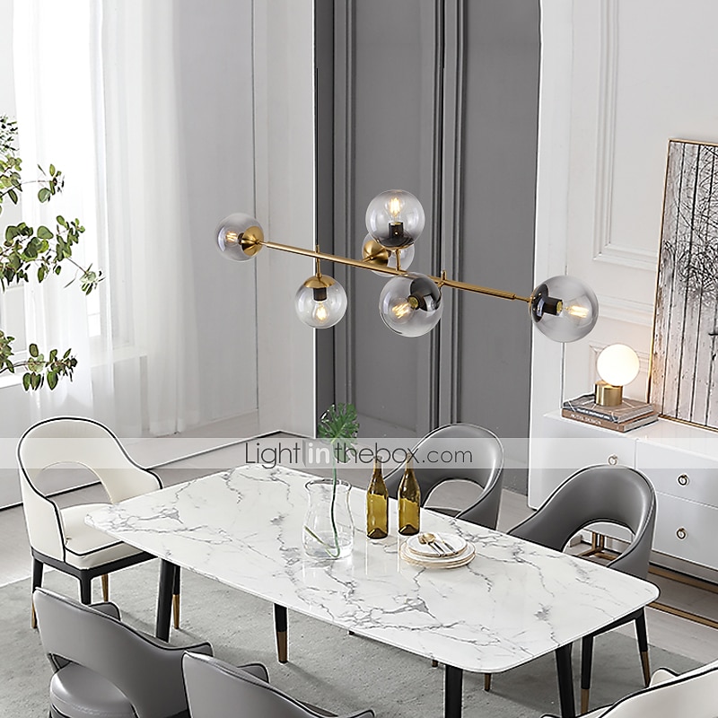 120 cm Pendelleuchte LED Liniendesign Kugel Kronleuchter Metall Insel galvanisiert Moderner nordischer Stil 220-240V 2025 - $549.99 –P2