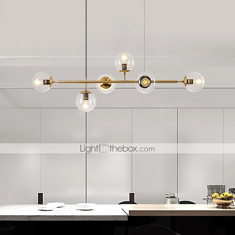 120 cm Pendelleuchte LED Liniendesign Kugel Kronleuchter Metall Insel galvanisiert Moderner nordischer Stil 220-240V 2025 - $549.99 –P3