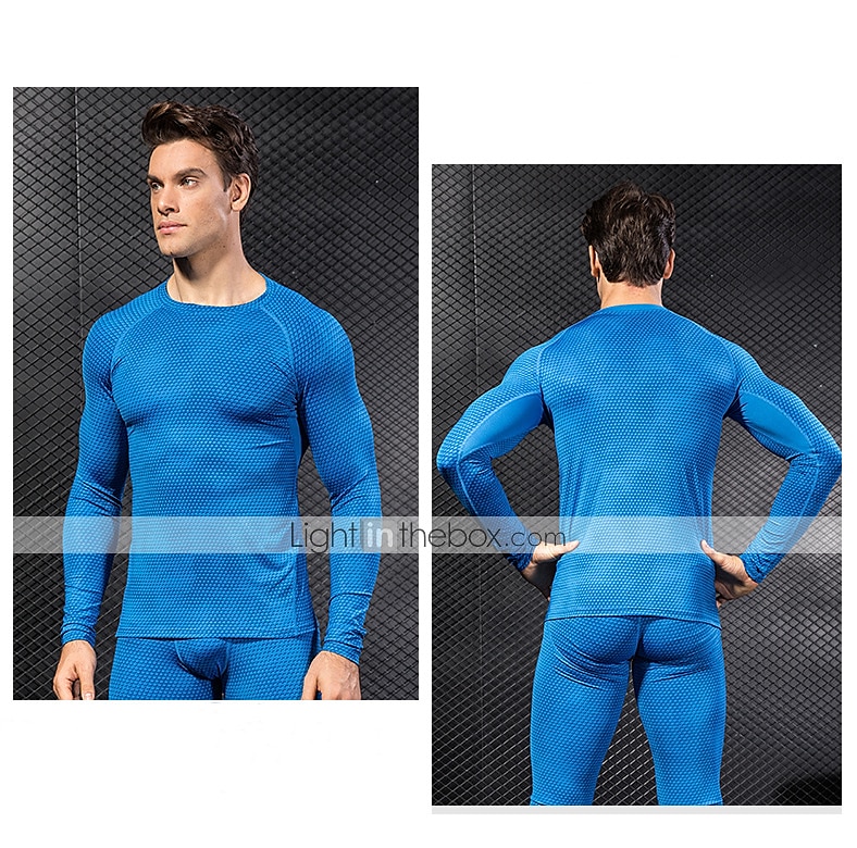 Men's Compression Shirt Running Shirt Long Sleeve Tee Tshirt Athletic Spandex Quick Dry Breathability Lightweight Stretchy Fitness Gym Workout Running Sportswear Activewear Snakeskin White Red Blue 2025 - $16.49 –P12