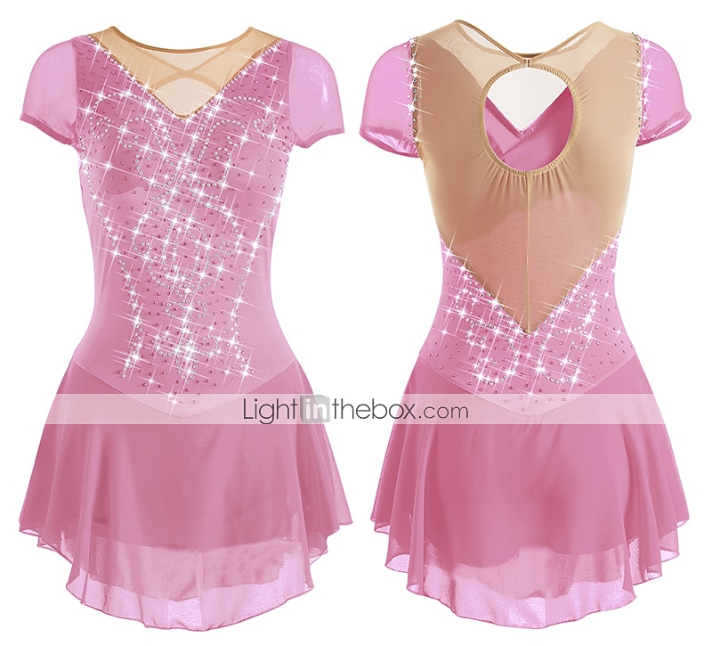 Figure Skating Dress Women's Girls' Ice Skating Dress Outfits White Purple Red Mesh Spandex High Elasticity Training Leisure Sports Practice Skating Wear Anatomic Design Handmade Patchwork Classic 2026 - $112.99 –P13