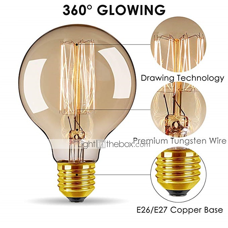 4pcs 40W E26 E27 G80 Vintage Edison Light Bulb Antique Incandescent Bulbs Dimmable Warm White 2300k 220-240V RoHS CE Certified 2026 - $25.99 –P1