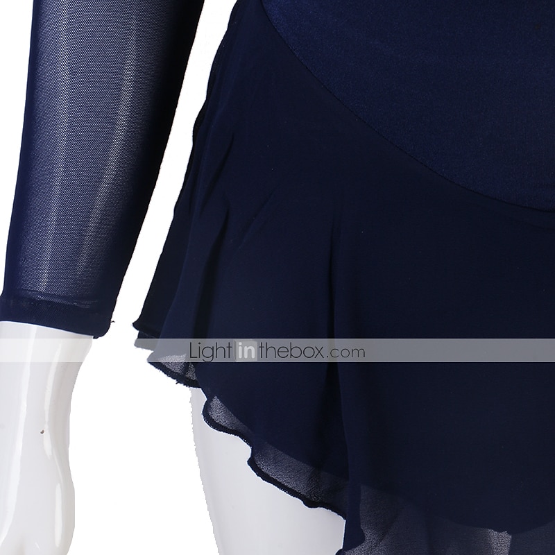 Eiskunstlaufkleid Damen Mädchen Eislaufen Kleider Austattungen Gelb Dunkelrot Dunkelmarine Patchwork Gitter Spandex Hochelastisch Praxis Professionell Wettbewerb Eiskunstlaufkleidung Kristalle 2026 - $117.99 –P8