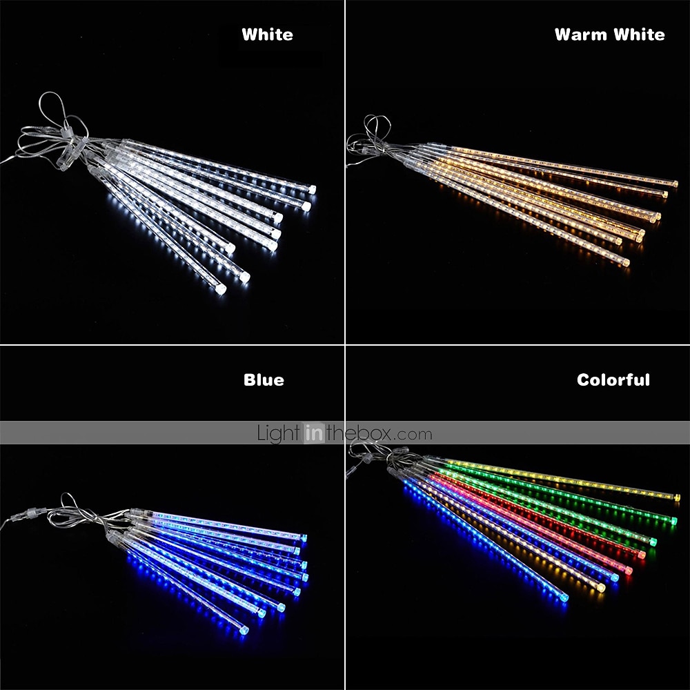 Falling Rain Lights Meteor Shower Lights Christmas Lights 30cm 8 Tube 144 LEDs Falling Rain Drop Icicle String Lights for Christmas Trees Halloween Decoration Holiday Wedding 2025 - $13.99 –P8