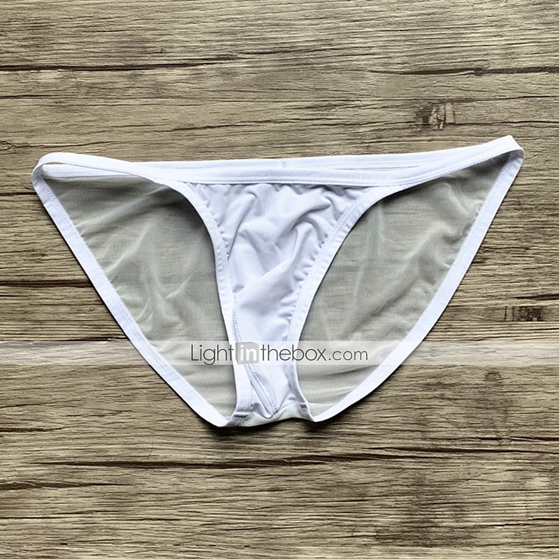 Men's Mesh Briefs Stretchy Low Waist Underwear 1 PC Sexy Briefs Ultra-thin  See Through Slip Hombre Micro Bikini Sheer Panties Blue S 2024 - $11.99