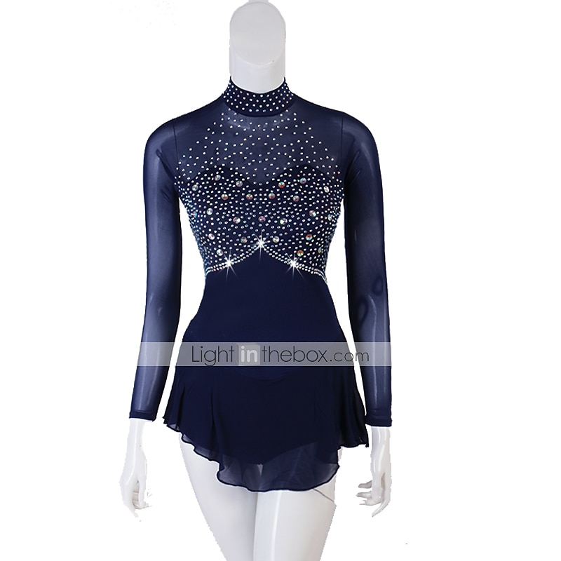 Eiskunstlaufkleid Damen Mädchen Eislaufen Kleider Austattungen Gelb Dunkelrot Dunkelmarine Patchwork Gitter Spandex Hochelastisch Praxis Professionell Wettbewerb Eiskunstlaufkleidung Kristalle 2026 - $117.99 –P1