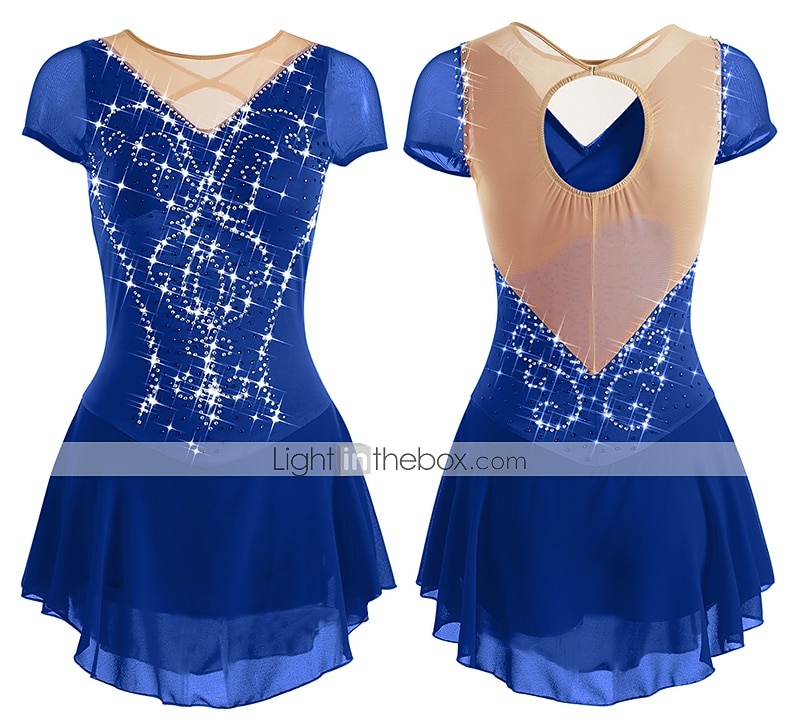 Figure Skating Dress Women's Girls' Ice Skating Dress Outfits White Purple Red Mesh Spandex High Elasticity Training Leisure Sports Practice Skating Wear Anatomic Design Handmade Patchwork Classic 2026 - $112.99 –P17
