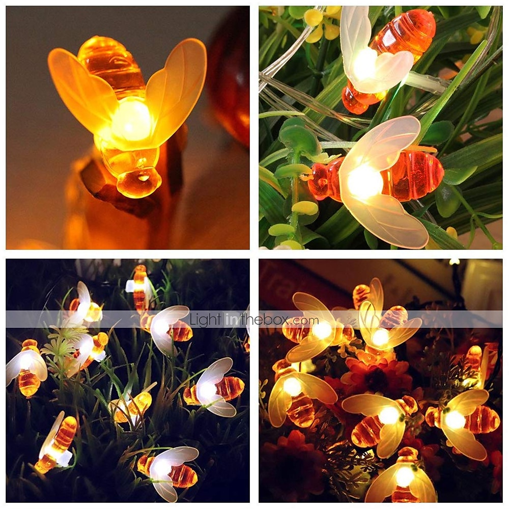 Outdoor Solar Bee String Lights, 20 LEDs Waterproof Garden Fairy Lights with 8 Modes, Solar-Powered LED Lights for Outdoor Terrace, Flowers, Trees & Party Decorations 2025 - $20.99 –P11