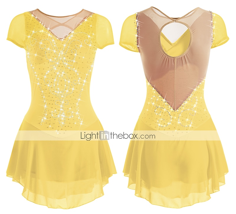 Figure Skating Dress Women's Girls' Ice Skating Dress Outfits White Purple Red Mesh Spandex High Elasticity Training Leisure Sports Practice Skating Wear Anatomic Design Handmade Patchwork Classic 2026 - $112.99 –P18