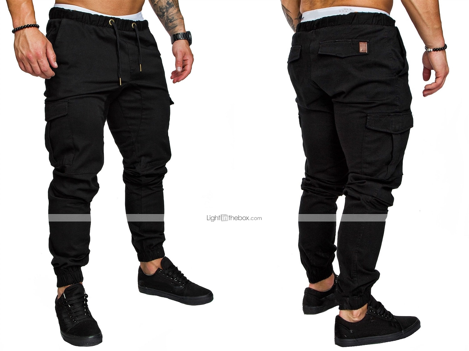 Men's Joggers Cargo Pants Drawstring Beam Foot Bottoms Outdoor Street Cotton Breathable Soft Fitness Gym Workout Performance Sportswear Activewear Solid Colored Dark Grey White Black / Stretchy 2026 - $21.99 –P1