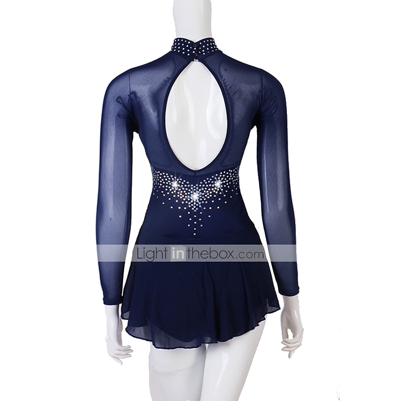 Eiskunstlaufkleid Damen Mädchen Eislaufen Kleider Austattungen Gelb Dunkelrot Dunkelmarine Patchwork Gitter Spandex Hochelastisch Praxis Professionell Wettbewerb Eiskunstlaufkleidung Kristalle 2026 - $117.99 –P4