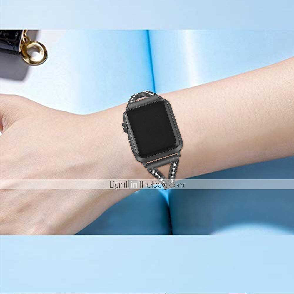 Pasek do zegarka na Apple Watch 38mm 40mm 41mm 42mm 44mm 45mm 49mm iwatch Series Ultra 8 7 6 SE 5 4 3 2 1 Stal nierdzewna Stras Zastąpienie Pasek Damskie Błyszczący Diament Zapięcie metalowe 2025 - $19.99 –P6