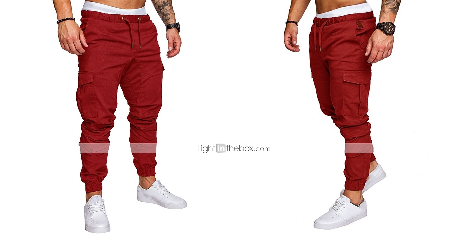 Men's Joggers Cargo Pants Drawstring Beam Foot Bottoms Outdoor Street Cotton Breathable Soft Fitness Gym Workout Performance Sportswear Activewear Solid Colored Dark Grey White Black / Stretchy 2026 - $21.99 –P6