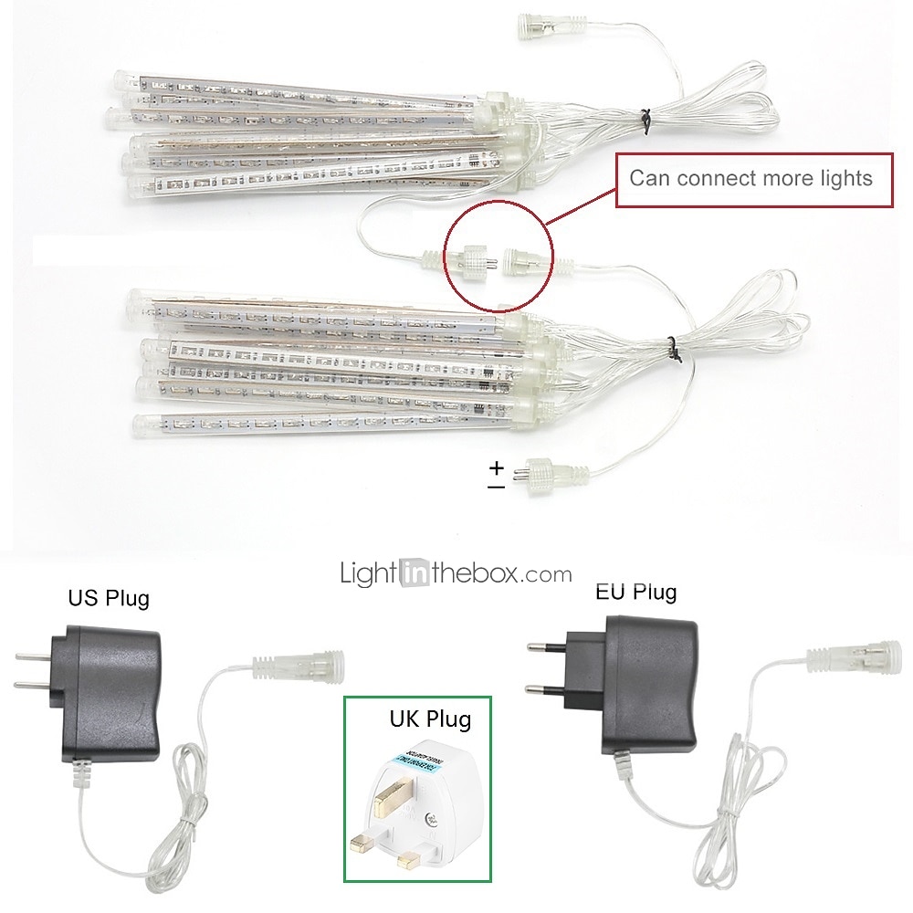 Falling Rain Lights Meteor Shower Lights Christmas Lights 30cm 8 Tube 144 LEDs Falling Rain Drop Icicle String Lights for Christmas Trees Halloween Decoration Holiday Wedding 2025 - $13.99 –P7