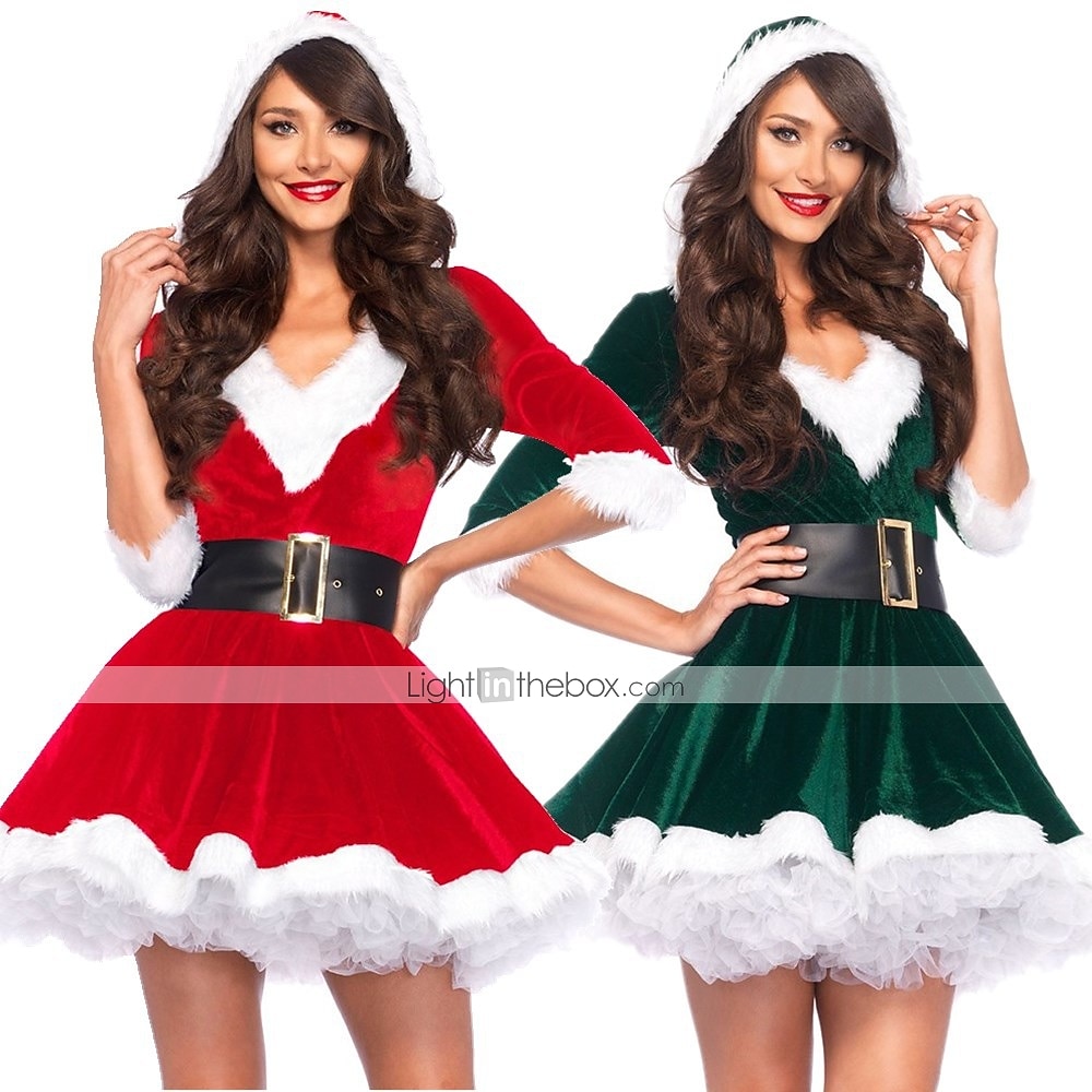 Nisse drakter julenissen Mrs.Claus Kjoler Cosplay kostyme Maskerade Julkjole Dame Jul Karneval Maskerade Kostymefest feriekjole Cosplay kostyme Jul Voksne Fest Jul Kjole Belte 2025 - $40.99 –P4