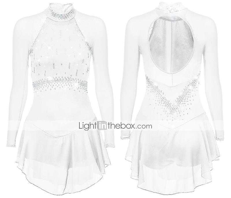 Figure Skating Dress Women's Girls' Ice Skating Dress Purple Dark Purple Black Mesh Spandex High Elasticity Competition Skating Wear Anatomic Design Quick Dry Handmade Classic Crystal / Rhinestone 2026 - $112.99 –P13